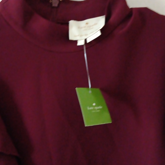 Kate Spade satin crepe flutter sleeve dress NWT Burgundy - Picture 7 of 9